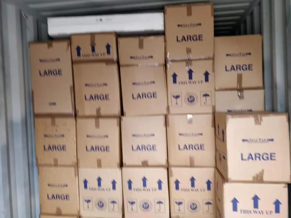 Stacks of large removal boxes