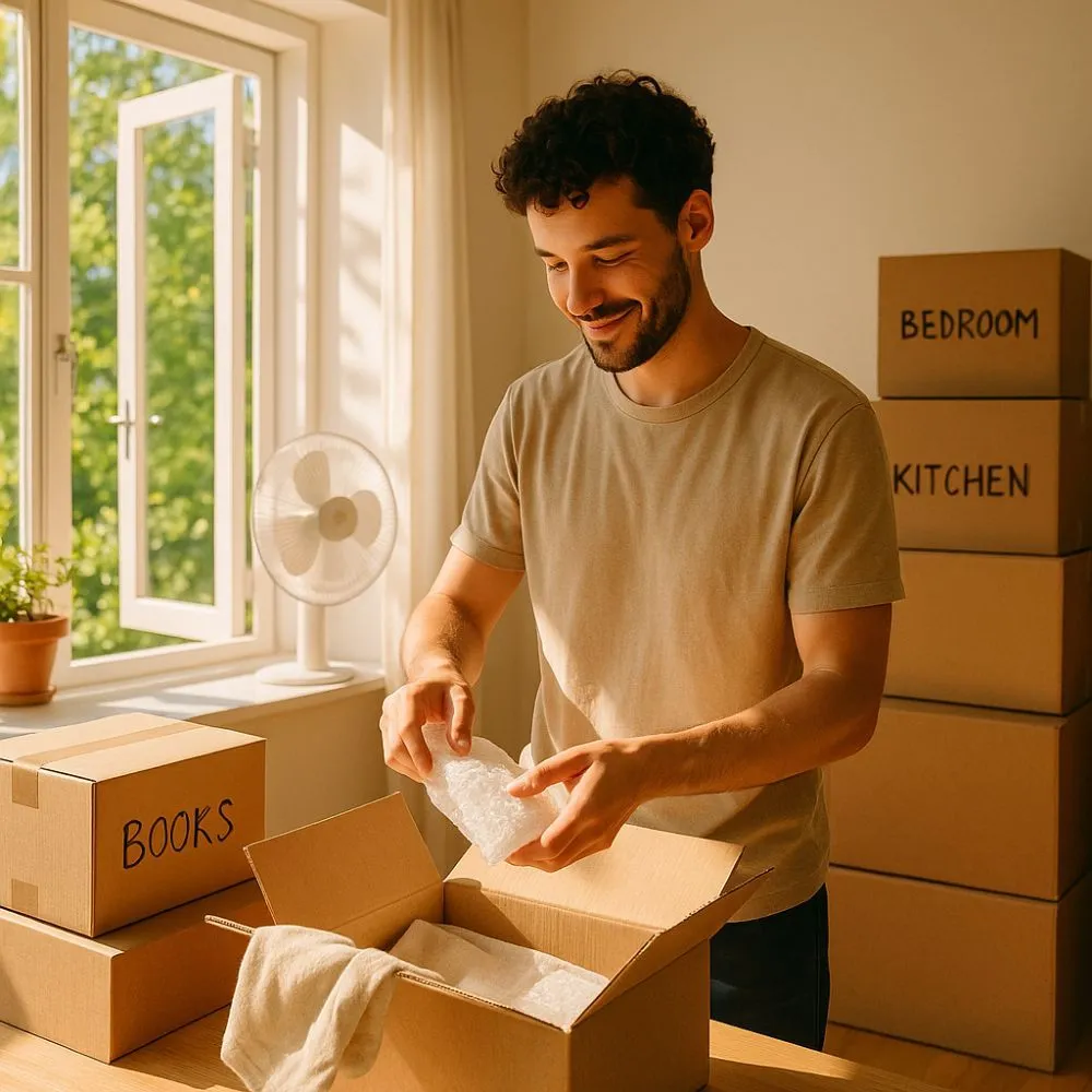 Boxes being prepared for storage in warm weather