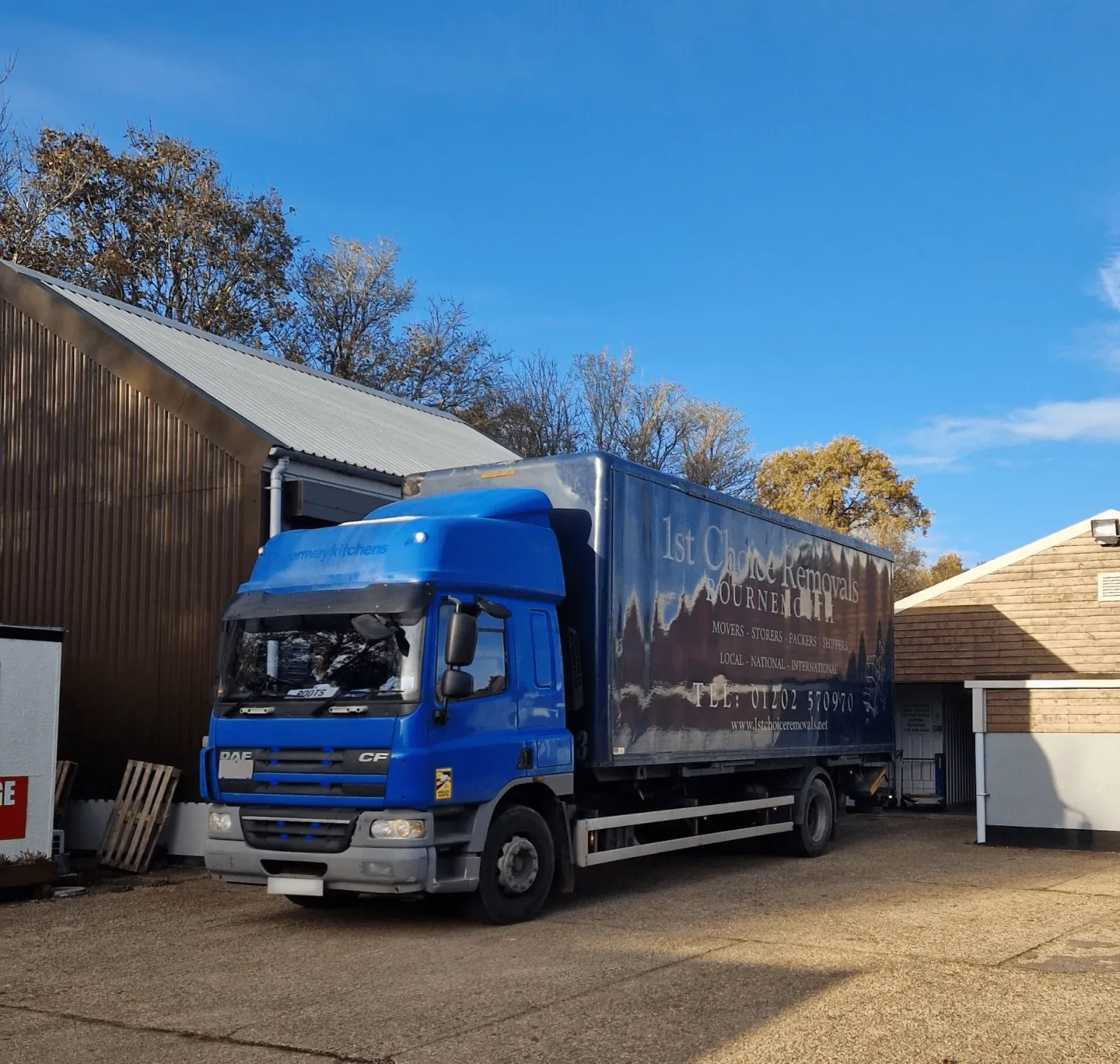 Removal lorry moving a happy customer to Scotland