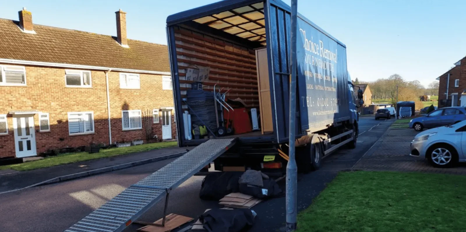 Removals van being loaded for the relocation from Salisbury to Downpatrick, Northern Ireland